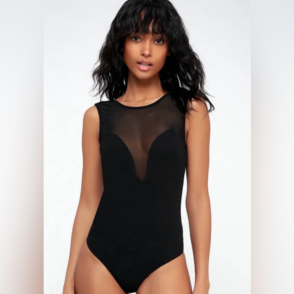 NWT LuLus La Luneta Black Mesh Bodysuit Size XS